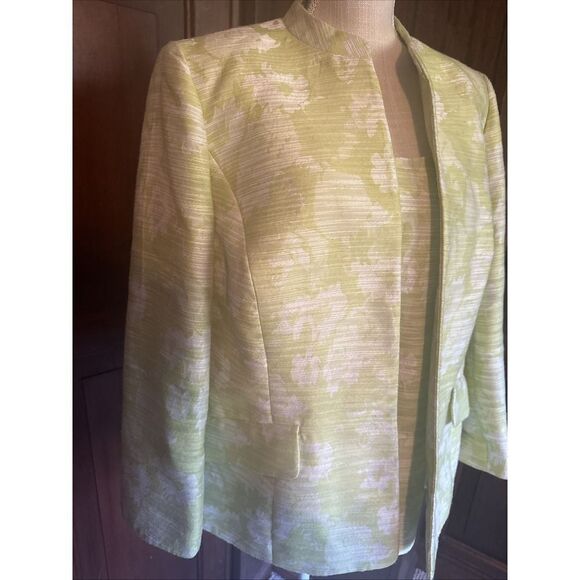 Kasper Separates Womens Open Blazer Jacket Suit Top Size 14w Lime Green White - Picture 3 of 8